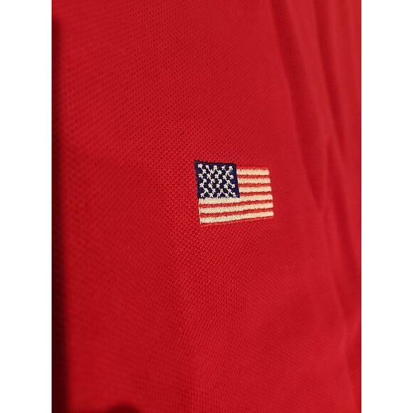 new vintage BILL BLASS PREMIUM size L Mens Polo Shirt Team USA Red American Flag - Picture 7 of 11